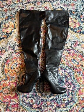 Black Over-the-Knee Stiletto Boots